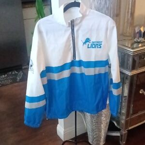 A:Detroit Lions Blue and White Lightweight Jacket